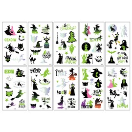 Witch Temporary Tattoos 80+ Pcs Birthday Witch Accessory, Kids Wizard Party Favor, Cute Musical DIY Activity (Multi01)