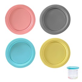 4pcs Ice Cream Covers Compatible with Ninja Creami NC299AMZ NC300 NC301 Pints, Silicone Lids for Ice Cream Accessories, BPA Free Storage,