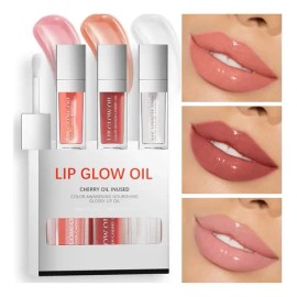 Set De 3 Aceites Para Labios Lip Glow Oil Gloss Hidratante