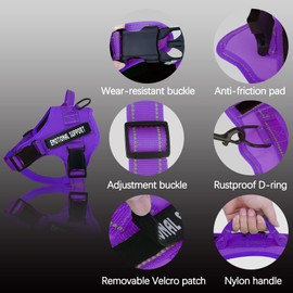 voopet Service Dog Harness, Emotional Support Pet Vest Harness, Reflective Breathable and Adjustable No-Pull ESA Dog Harness for Small Medium Large Dogs (with 4 PCS Removeable Tags)