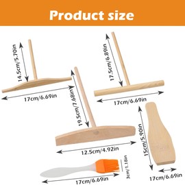 Crepe Distributor Made of Beech Wood, Crepe Distributor, Crepe Spatula, Crepe Set, Easy to Clean Dough Distributor, T-Shape Crepes Spiral for Crepes Accessories, Crepe Pusher Baking Tools