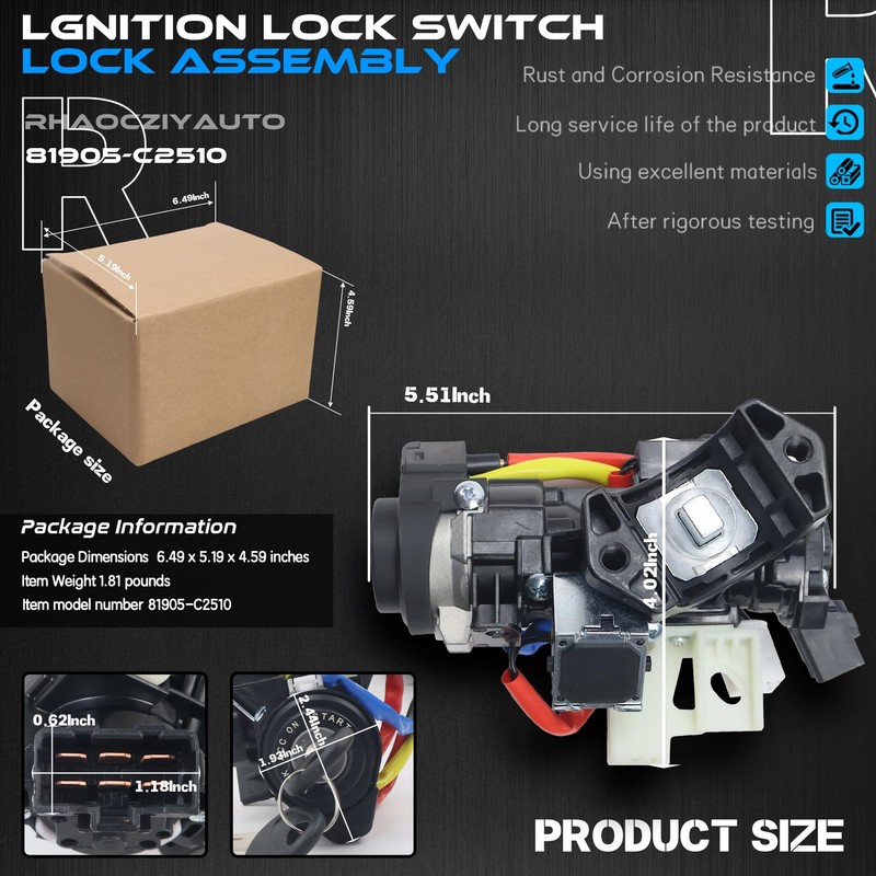81905-C2510 Ignition Lock Switch Assembly with 2 Door Lock &