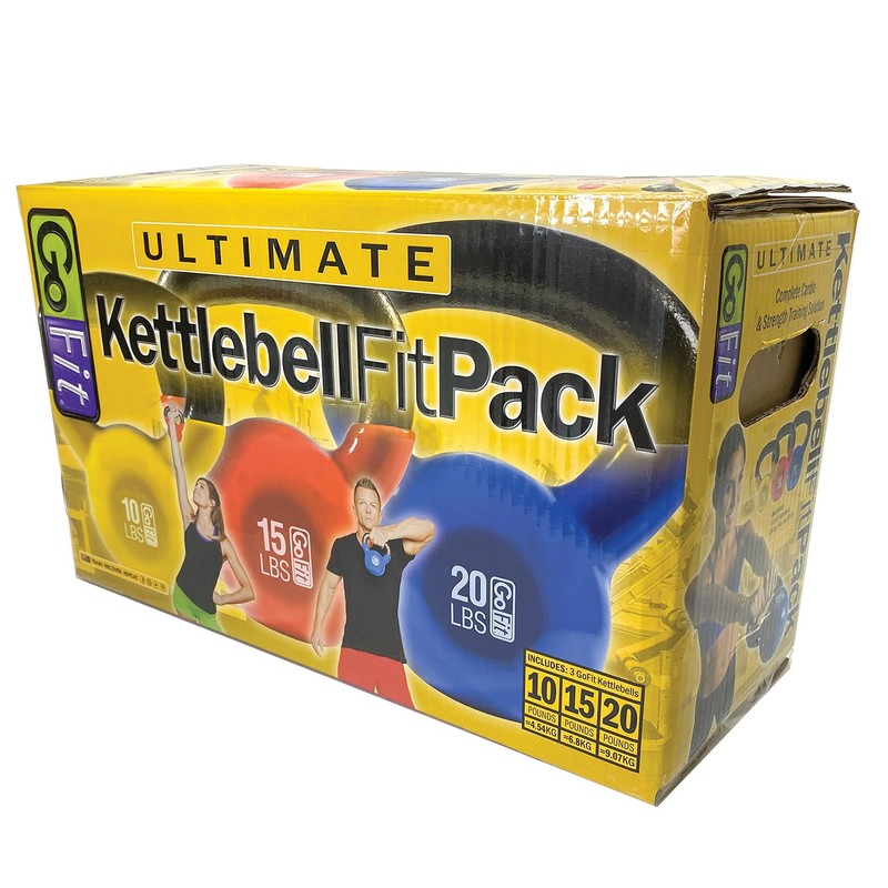 GoFit Ultimate Kettlebell Fit 3-pack - 10-lbs, 15-lbs, 20-lbs