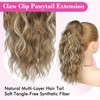 REECHO 14" Ponytail Extension, Claw Clip Ponytail Extension Fake Pony