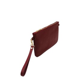 Mauro Pelletteria Women's Genuine Leather Clutch Bag - Handbag & Shoulder Bag - 100% Made in Italy - Removable Shoulder Strap & Handg, brodeaux