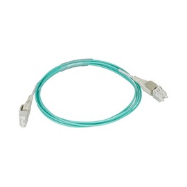 Monoprice OM3 Fiber Optic Cable - Reverse Polarity LC/LC Uniboot, UL, 50/125 Type, 10GB, Corning, 2 Meter, Aqua