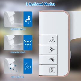 Hibbent Bidet Attachment for Toilet, Non-Electric Dual Nozzle for Frontal & Rear Wash, Adjustable Water Pressure Control, Fresh Water Bidet Toilet Seat, Self Cleaning Water Sprayer, Rose Gold