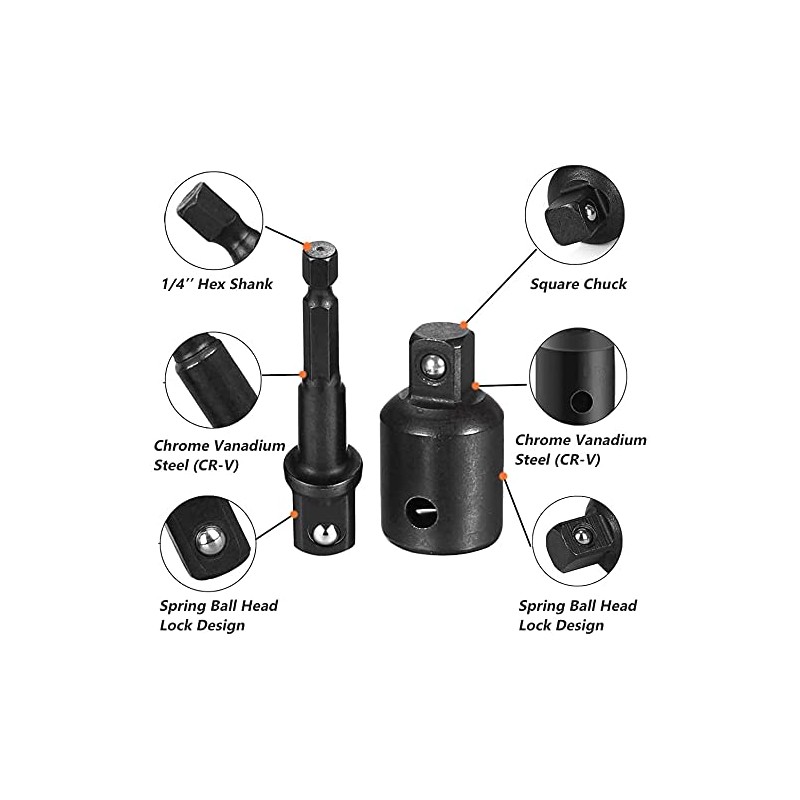 Mesee Impact Socket Adapter Set, 12-in-1 Air Impact Ratchet Wrenches