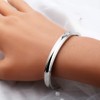 Zuo Bao Hair Tie Bracelet Stainless Steel Grooved Cuff Bangle