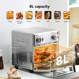 OSAMKO 5-in-1 Air Fryer Toaster Oven, 8L Air Fryer Compact, Convection Oven, Fast Preheat, Air Fry, Bake, Grill, Broil, Heat