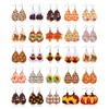 25 Pairs Thanksgiving Fall Faux Leather Earrings Pumpkin Maple Leaf