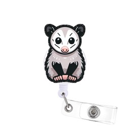 Opossum Badge Reel Retractable Badge Holder Acrylic Badge Accessories for Nurse Teacher Students Office Worker