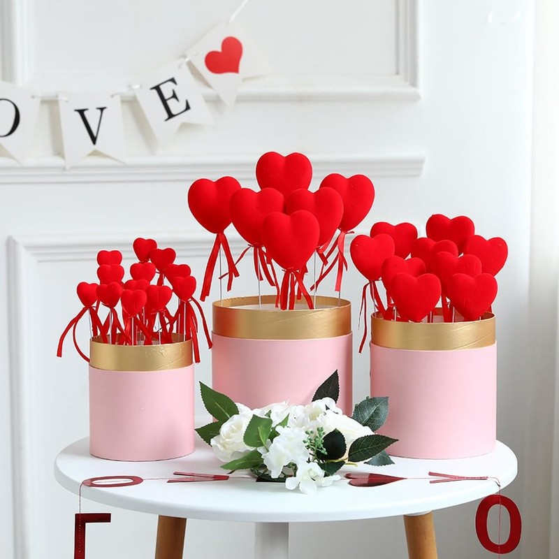 Snblzhef Valentine's Day Heart-Shaped Stick Branch Love Artificial Bouquet Flower