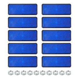 PATIKIL Rectangle Rear Reflectors, 10 Pcs Safety Reflective Warning Reflector Plastic Universal Motorcycle Reflector with M5 Screw Mount for Car Motorcycle Trailer Bike Bicycles, Blue