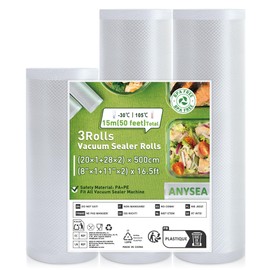 Anysea Vacuum Sealer Bags Vacuum Film 3 Rolls: 20 x 1/28 x 2/x 500 cm Vacuum Bags Food Sealing Film for Vacuum Sealers, Foil Rolls BPA Free, Professional Vacuum Bag for Household