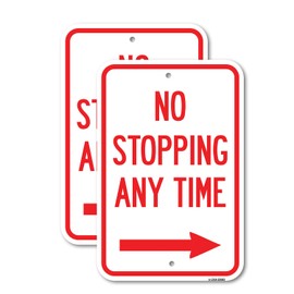 (2 Pack) No Stopping Anytime with Arrow (Right) | 12" X 18" Heavy-Gauge Aluminum Sign | Rust Free Aluminum, Weather Resistant, Waterproof, Fade Resistant, 2 Pre-drilled Holes