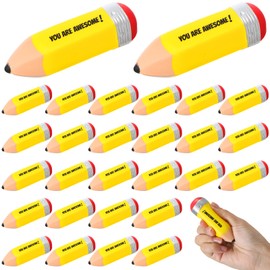 Jenaai 50 Pcs Pencil Stress Balls You are Awesome Squeeze Balls Funny Pencil Mini Stress Relief Toy Stress Relief Items for Adults Boys Girls Gift Teacher Prizes Reward Relieve Anxiety