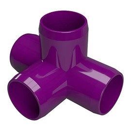 FORMUFIT F0014WT-PU-4 4-Way Tee PVC Fitting, Furniture Grade, 1" Size, Purple (Pack of 4)