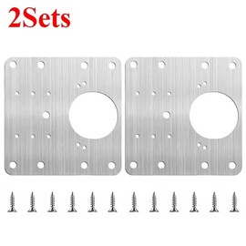 Stainless Steel Cabinet Hinge Repair Plates for Loose Cabinet Doors – Reinforcement Brackets with Screws for Furniture Repair
