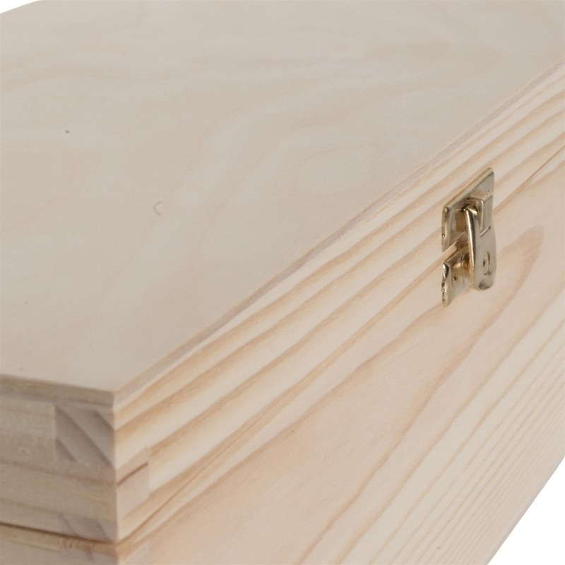 WooDeeDoo Oblong Wooden Storage Box with Hinged Lid and Clasp