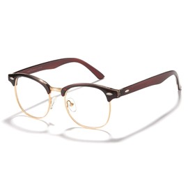 Cyxus Men Blue Light Blocking Glasses Computer gaming Glasses Classic Half Frame Glasses 8056 Brown