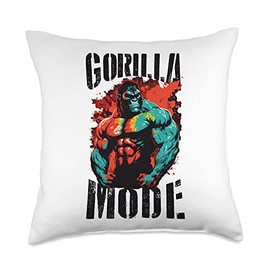 Gorilla Mode | Gym Workout Beast Muscles Motivation Quote Throw Pillow