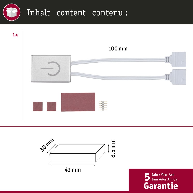 Paulmann 70975 MaxLED Touch Switch max. 144 watt dimmable Silver