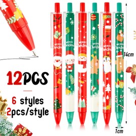 BOFUNX Pack of 12 Christmas Ballpoint Pens + 240 Sheets Christmas Sticky Notes Christmas Pens Set for Christmas Children Friend Colleague Employee Gift