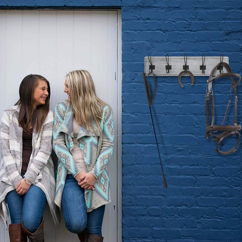 Rustic Coat Rack - Wall Mounted Whitewash 24" Entryway Coat