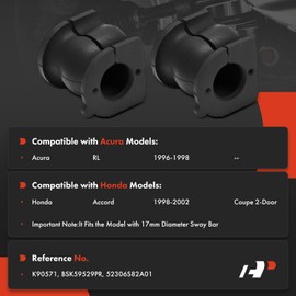 A-Premium 2 x Rear To Frame Sway Bar Bushing Kit, Compatible with Honda Accord 1998-2002 & Acura RL 1996-1998