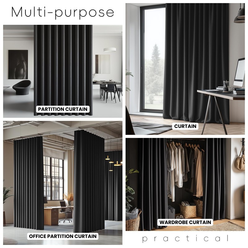 JILRON Room Divider Curtain Ceiling Curtain Track Set for Blackout