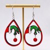 Bohue 2 Pairs Christmas Grinch Wooden Earrings Teardrop Dangle Earrings