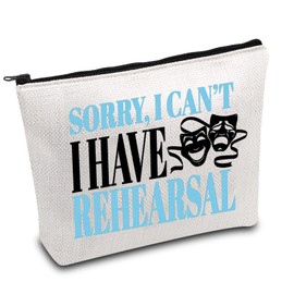 Theater Makeup Bag Drama Actor Actress Gifts Comedy Tragedy Mask Theatre Bag Sorry i Can't i Have Rehearsal Funny Drama Student Gift (I Have Rehearsal)