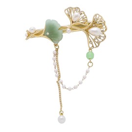 Ginkgo Flower Hair Clip Flower Tassels Hairpin Pearl Headpiece Retro Chinese Hanfu Wedding Brides Hair Accessories Gift for Women