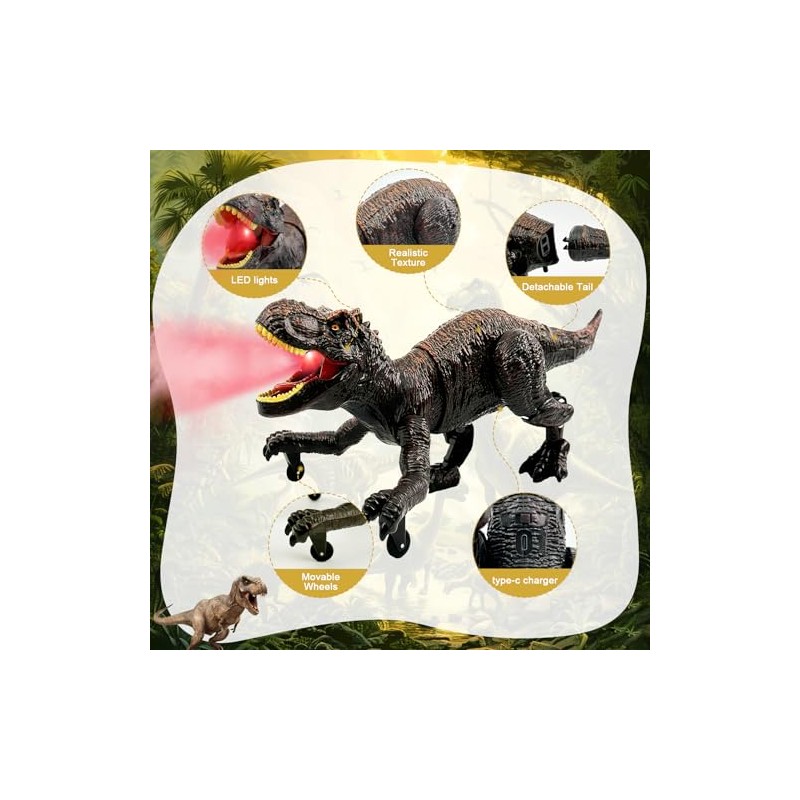 TALGIC - Dinosaurio con control remoto, juguetes Robot Dino, T