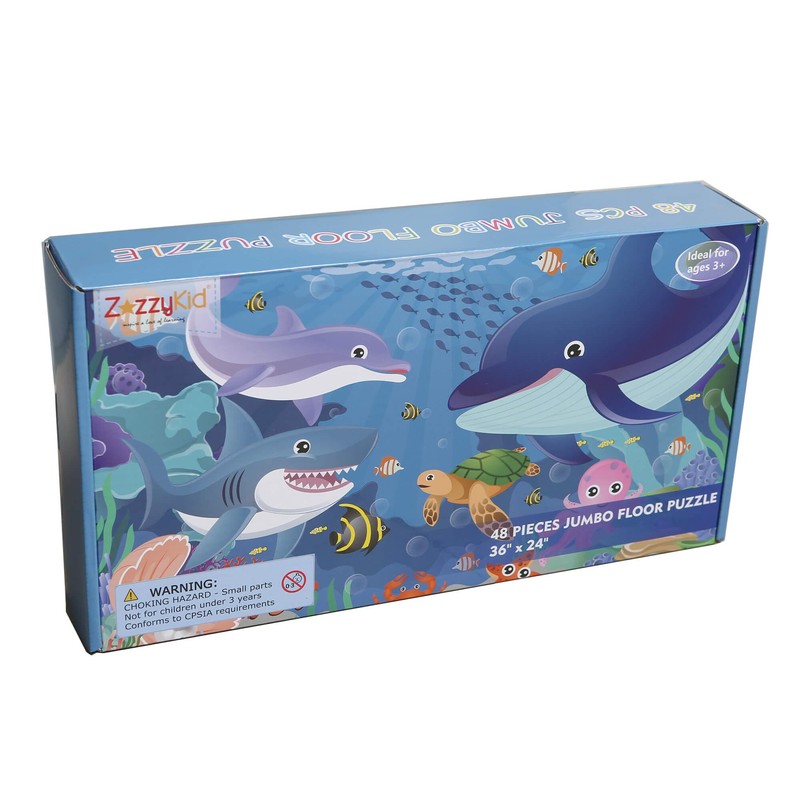 ZazzyKid Underwater 48-Piece Puzzle for Ages 3-5: Educational Underwater Jigsaw