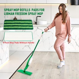 6 Pack Spray Mop Refills for Libman Freedom Spray Mop, Reusable Microfiber Mop Pad Replacement Head Without Handle