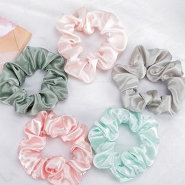 Jessie's Wig Silk Scrunchies 1PCS Satin Soft Scrunchies in Bright & Neutral Colors - 3.3 Inch Stretch for Various Hair Types