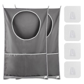 Tibapla Pack of 2 Large Capacity Hanging Laundry Baskets, Foldable Laundry Bag, Door Hanging Laundry Hamper, Hanging Laundry Bags with 8 Suction Hooks for Bathroom, Children's Room