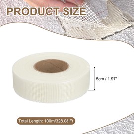 PATIKIL Drywall Repair Mesh Tape, 2 inch x 328 ft Fiberglass Repair Patch Self-Adhesive Dry Wall Joint Tape 9 Mesh Wall Hole Crack and Seam Patch, White