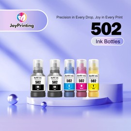 502 Black Ink Refill Bottles Replacement for Epson T502 502 Compatible with Epson ET-2750 ET-3750 ET-4750 ET-2760 ET-3760 ET-4760 ET-2700 ET-3700 ET-3710 ET-15000 ST-2000 ST-3000 ST-4000 (2 Black)