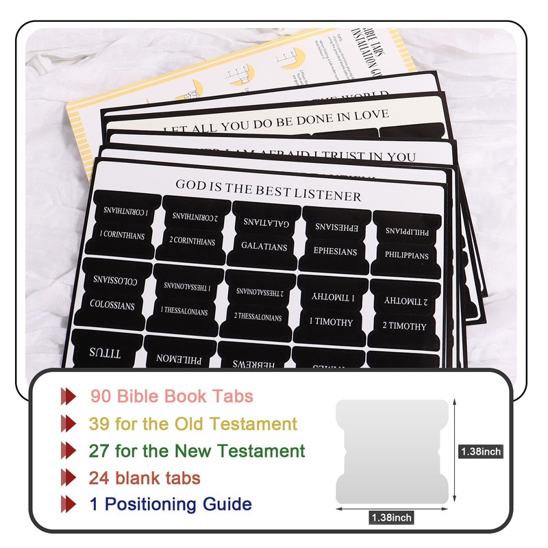 Bible Tabs for Men, 90 Pieces Large Print Small Bible