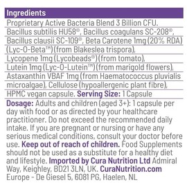 CURA Nutrition - Sporebiotics (30 Capsules) | Bacillus Spore Probiotic Supplements with Carotenoid Antioxidants, Spore Probiotics, Gut Health Supplement, Vegan, Vegetarian, Paleo & Keto Friendly