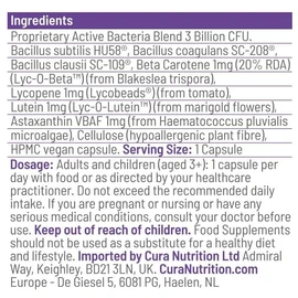 CURA Nutrition - Sporebiotics (30 Capsules) | Bacillus Spore Probiotic Supplements with Carotenoid Antioxidants, Spore Probiotics, Gut Health Supplement, Vegan, Vegetarian, Paleo & Keto Friendly