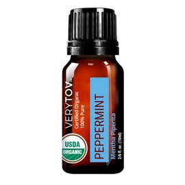 Premium USDA Organic Peppermint Essential Oil - 100% Pure Natural Undiluted, for Aromatherapy Diffuser, 10ml