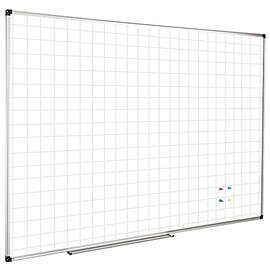 XBoard Magnetic Dry Erase Whiteboard 48" x 36", Double Sided Dry Erase White Board Planner, White Board + Grid Pattern White Board, Silver Aluminum Frame with Detachable Marker Tray for School Office