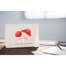 Mushroom Pun Card, Funny puns anniversary card, I love you card, Love you so MUSH, Valentine day card, Card for husband wife boyfriend girlfriend, Cute greeting card, Thank you card