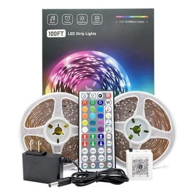 KEXU Happylighting 100FT LED Strip Lights with Remote & APP Music Sync Color Changing RGB Lights for Bedroom Home Decoration Party Games:_LED Strip Light 100 Feet LED Lights