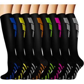 Graduated Copper Compression Socks for Men & Women Circulation 8 Pairs 15-20mmHg - Best for Running Athletic Cycling