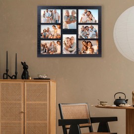 MONT PLEASANT 5x7 Picture Frame Collage for Wall Decor-Large Size 8 Openings Black Picture Frame Wall Decor Multiple Photo Collage Frames for Wall Mounting - Home and Family Display